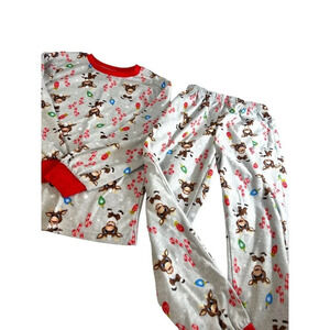 Reindeer in Here Girls Christmas PJS Fleece Gray Multicolored Size 8